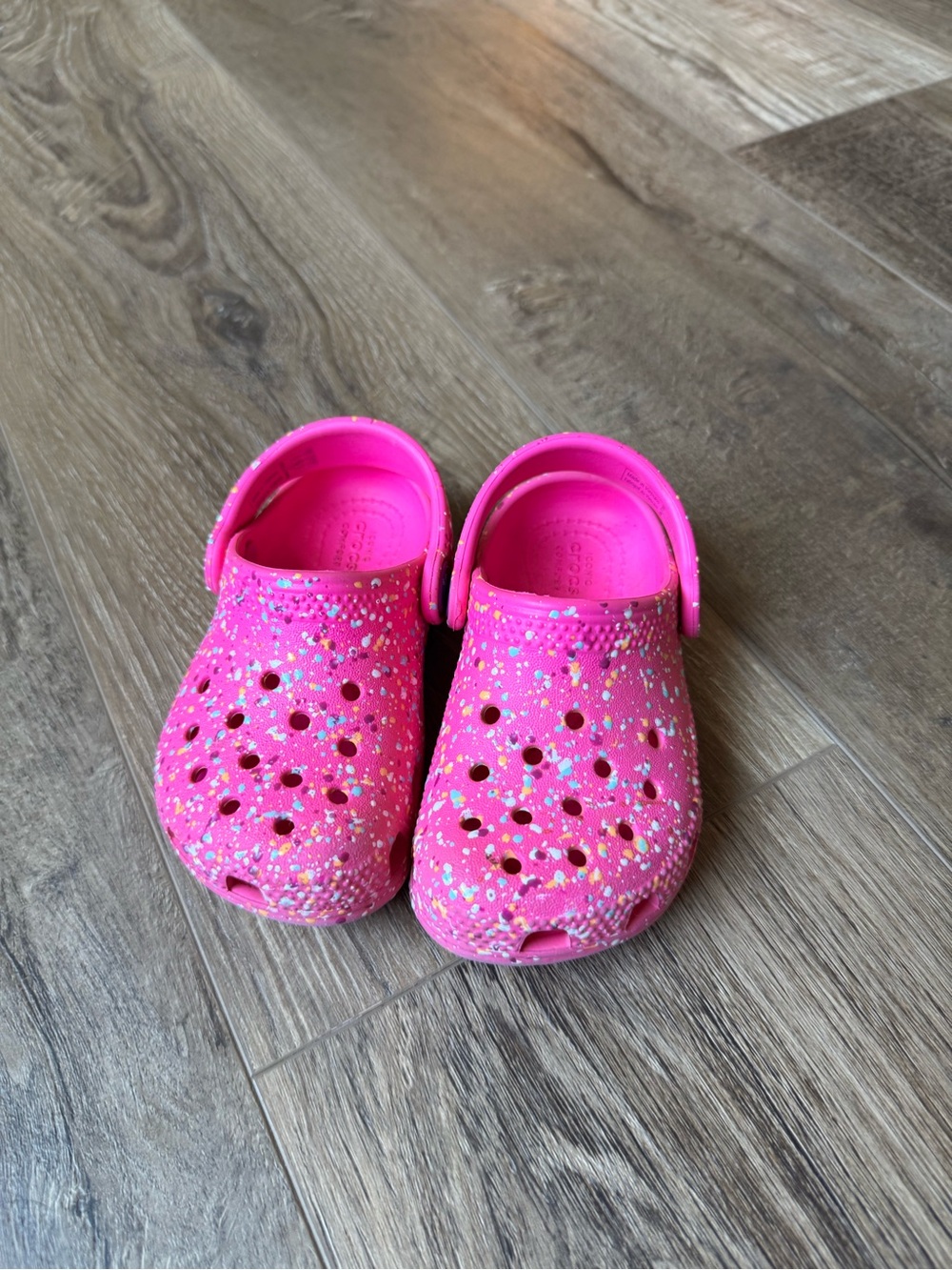CROCS Kids Hot Pink Splattered Clogs